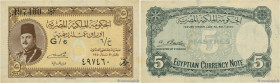 Country : EGYPT 
Face Value : 5 Piastres  
Date : (1940) 
Period/Province/Bank : Egyptian Currency Note 
Catalogue reference : P.165a 
Alphabet - sign...