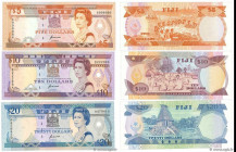 Country : FIJI 
Face Value : 5, 10 et 20 Dollars Lot 
Date : (1992) 
Period/Province/Bank : Reserve Bank of Fiji 
Catalogue reference : P.93a, P.094a ...
