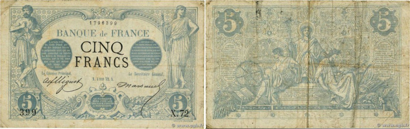 Country : FRANCE 
Face Value : 5 Francs NOIR  
Date : 04 janvier 1872 
Period/Pr...