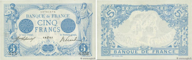 Country : FRANCE 
Face Value : 5 Francs BLEU  
Date : 26 juin 1912 
Period/Provi...
