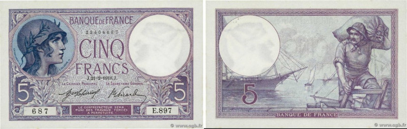 Country : FRANCE 
Face Value : 5 Francs FEMME CASQUÉE  
Date : 21 février 1918 
...