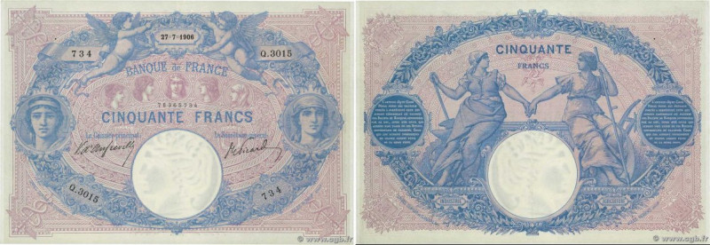 Country : FRANCE 
Face Value : 50 Francs BLEU ET ROSE  
Date : 27 juillet 1906 
...