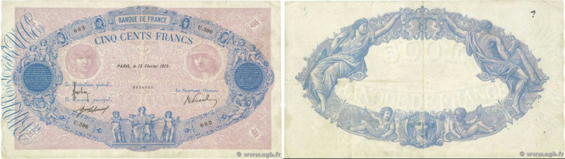 Country : FRANCE 
Face Value : 500 Francs BLEU ET ROSE  
Date : 13 février 1915 ...