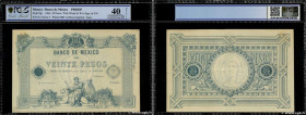 Country : MEXICO 
Face Value : 20 Pesos Épreuve 
Date : 1866 
Period/Province/Bank : Banco de Mexico 
Catalogue reference : P.8p 
Commentary : Épreuve...