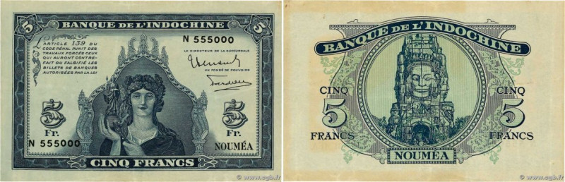 Country : NEW CALEDONIA 
Face Value : 5 Francs Numéro spécial 
Date : (1944) 
Pe...