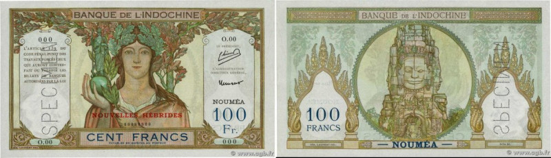 Country : NEW HEBRIDES 
Face Value : 100 Francs Spécimen 
Date : (1941-1945) 
Pe...