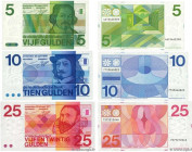 Country : NETHERLANDS 
Face Value : 5, 10 et 25 Gulden Lot 
Date : 1968-1973 
Period/Province/Bank : De Nederlandsche Bank 
Catalogue reference : P.91...