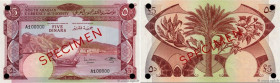 Country : DEMOCRATIC REPUBLIC OF YEMEN 
Face Value : 5 Dinars Spécimen 
Date : (1965) 
Period/Province/Bank : South Arabian Currency Authority 
Catalo...
