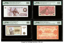 Albania Banka e Shtetit Shqiptar 50 Lek Valutë ND (1992) Pick 50b PMG Gem Uncirculated 66 EPQ; Armenia Republic Bank 1000 Dram 1994 Pick 39 PMG Gem Un...