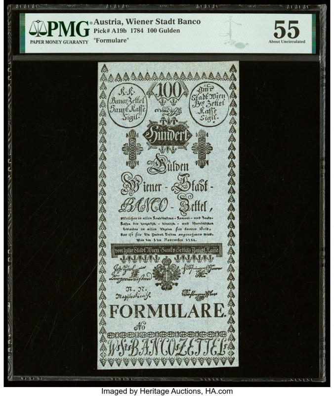 Austria Wiener Stadt Banco 100 Gulden 1.11.1784 Pick A19b PMG About Uncirculated...