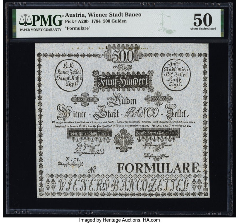 Austria Wiener Stadt Banco 500 Gulden 1.11.1784 Pick A20b PMG About Uncirculated...