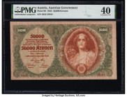 Austria Austrian Government 50,000 Kronen; 5 Schillinge 2.1.1922; 2.1.1925 Pick 80; 88 Two Examples PMG Extremely Fine 40; Very Fine 25. Previous moun...