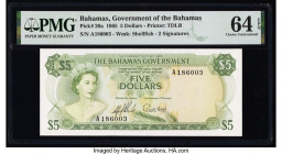 Bahamas Bahamas Government 5 Dollars 1965 Pick 20a PMG Choice Uncirculated 64 EPQ. 

HID09801242017

© 2022 Heritage Auctions | All Rights Reserved