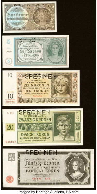 Bohemia & Moravia Group Lot of 9 Examples Crisp Uncirculated. Minor mounting rem...