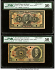 Brazil Banco do Brasil 10; 20 Mil Reis 8.1.1923 Pick 114s; 116s Two Specimen PMG About Uncirculated 50 Net; About Uncirculated 50. Previous mounting, ...