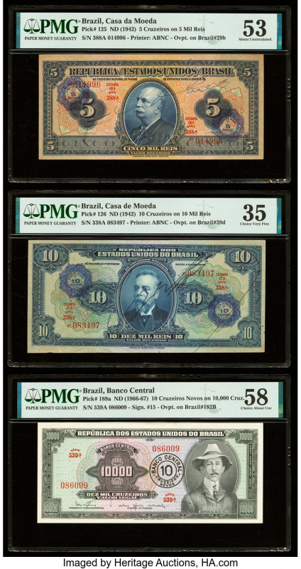 Brazil Republica dos Estados Unidos 5; 10 Cruzeiros on 5; 10 Mil Reis; 10 Cruzei...