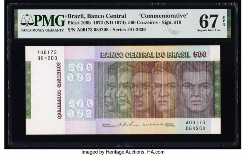 Brazil Banco Central Do Brasil 500 Cruzeiros 1972 (ND 1974) Pick 196b Commemorat...