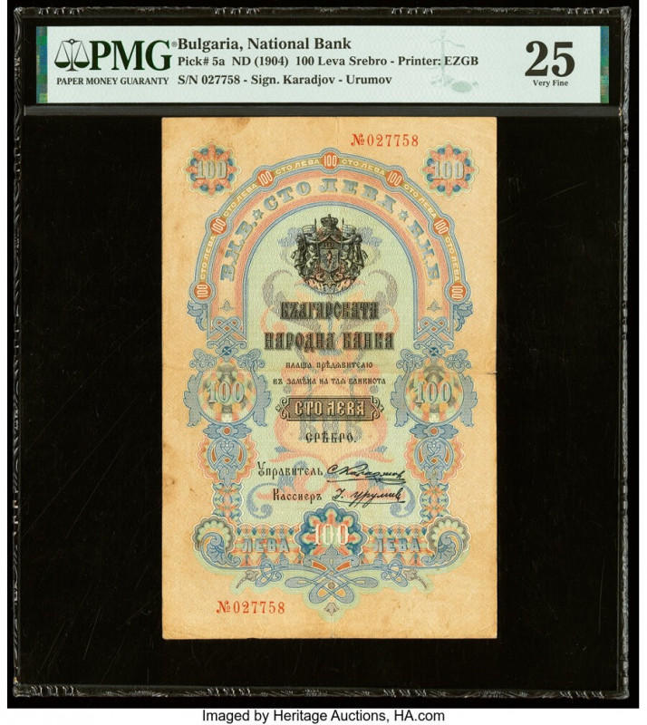 Bulgaria Bulgaria National Bank 100 Leva Srebro ND (1904) Pick 5a PMG Very Fine ...