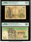 Cambodia Banque Nationale du Cambodge 50; 500 Riels ND (1956); (1958-70) Pick 3Aa; 9b Two Examples PMG Fine 12 Net; Very Fine 30. A tape repair is not...