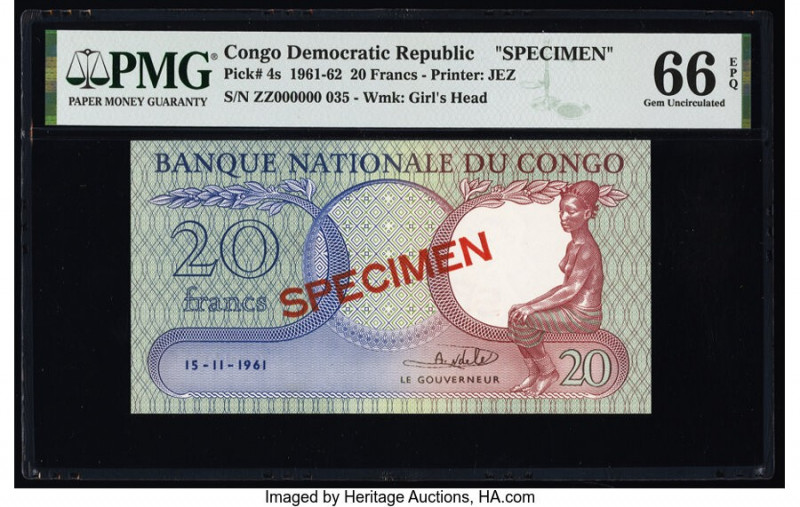 Congo Democratic Republic Banque Nationale du Congo 20 Francs 15.11.1961 Pick 4s...