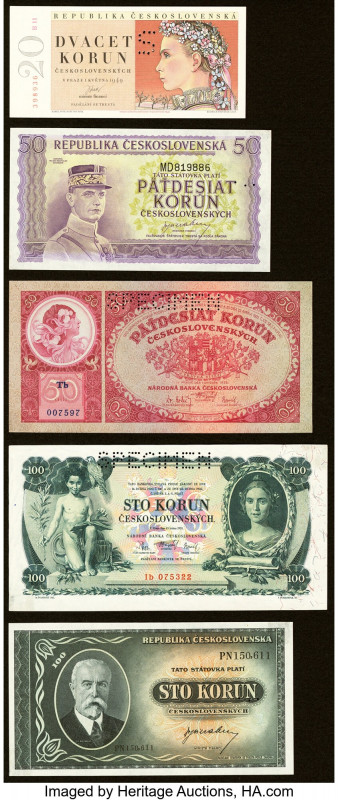 Czechoslovakia Group Lot of 9 Specimen Uncirculated. Staining, mount remnants an...