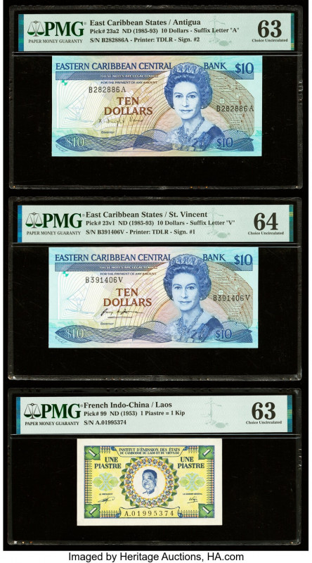 East Caribbean States Central Bank, Antigua; St. Vincent 10 Dollars ND (1985-93)...