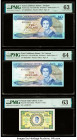 East Caribbean States Central Bank, Antigua; St. Vincent 10 Dollars ND (1985-93) Pick 23a2; 23v1 Two Examples PMG Choice Uncirculated 63; Choice Uncir...