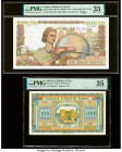 France Banque de France 10,000 Francs 1951-56 Pick 132d PMG Choice Very Fine 35; Morocco Banque d'Etat du Maroc 100 Francs 1.3.1944 Pick 27 PMG Choice...