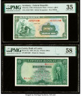 Germany Democratic Republic Treasury 20 Deutsche Mark 1948 Pick 6a PMG Choice Very Fine 35; Latvia Bank of Latvia 25 Latu 1938 Pick 21a PMG Choice Abo...