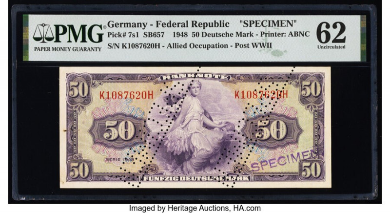 Germany Federal Republic U.S. Army Command 50 Deutsche Mark 1948 Pick 7s1 Specim...