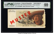 Germany Federal Republic Bank Deutscher Lander 50 Deutsche Mark 9.12.1948 Pick 14as Specimen PMG Extremely Fine 40. Previously mounted, edge pieces mi...