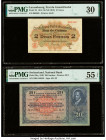 Luxembourg Etat du Grand-Duche de Luxembourg 2 Francs 1914-18 (ND 1919) Pick 28 PMG Very Fine 30; Switzerland National Bank 20 Franken 20.1.1949 Pick ...