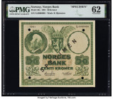 Norway Norges Bank 50 Kroner 1951 Pick 32s Specimen PMG Uncirculated 62. Previously mounted, black Specimen overprints four POCs are present. 

HID098...
