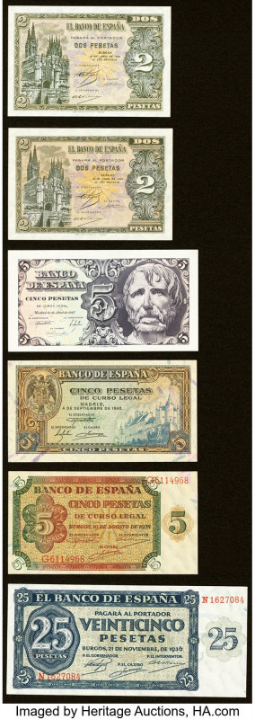 Spain Group Lot of 6 Examples Extremely Fine-Crisp Uncirculated. Included Pick n...