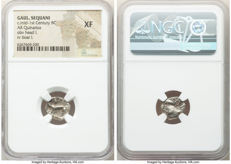 CENTRAL GAUL. Sequani. Ca. mid-1st Century BC. AR quinarius (14mm, 12h). NGC XF....
