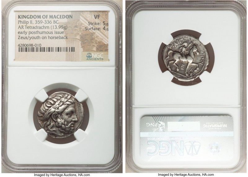 MACEDONIAN KINGDOM. Philip II (359-336 BC). AR tetradrachm (23mm, 13.95 gm, 7h)....