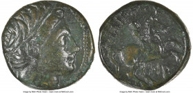 MACEDONIAN KINGDOM. Philip II (359-336 BC). AE unit (16mm, 4h). NGC Choice VF. Uncertain mint in Macedonia. Head of Apollo right, wearing taenia / ΦIΛ...