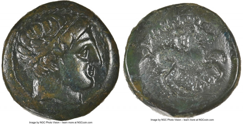 MACEDONIAN KINGDOM. Philip II (359-336 BC). AE unit (18mm, 7h). NGC Choice VF. U...