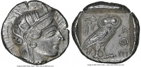ATTICA. Athens. Ca. 440-404 BC. AR tetradrachm (25mm, 17.17 gm, 11h). NGC Choice AU 5/5 - 4/5. Mid-mass coinage issue. Head of Athena right, wearing e...