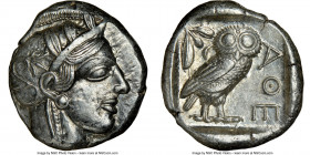 ATTICA. Athens. Ca. 440-404 BC. AR tetradrachm (24mm, 17.19 gm, 1h). NGC Choice AU 5/5 - 4/5. Mid-mass coinage issue. Head of Athena right, wearing ea...