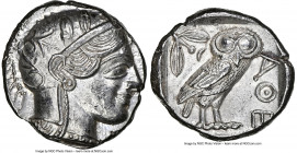 ATTICA. Athens. Ca. 440-404 BC. AR tetradrachm (24mm, 17.19 gm, 10h). NGC Choice AU 5/5 - 4/5. Mid-mass coinage issue. Head of Athena right, wearing e...