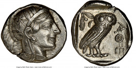 ATTICA. Athens. Ca. 440-404 BC. AR tetradrachm (25mm, 17.19 gm, 4h). NGC Choice AU 5/5 - 4/5. Mid-mass coinage issue. Head of Athena right, wearing ea...
