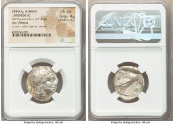 ATTICA. Athens. Ca. 440-404 BC. AR tetradrachm (24mm, 17.20 gm, 12h). NGC Choice AU 4/5 - 5/5. Mid-mass coinage issue. Head of Athena right, wearing e...