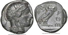 ATTICA. Athens. Ca. 440-404 BC. AR tetradrachm (24mm, 17.16 gm, 1h). NGC AU 5/5 - 4/5. Mid-mass coinage issue. Head of Athena right, wearing earring, ...