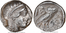 ATTICA. Athens. Ca. 440-404 BC. AR tetradrachm (23mm, 17.19 gm, 10h). NGC AU 5/5 - 4/5, die shift. Mid-mass coinage issue. Head of Athena right, weari...
