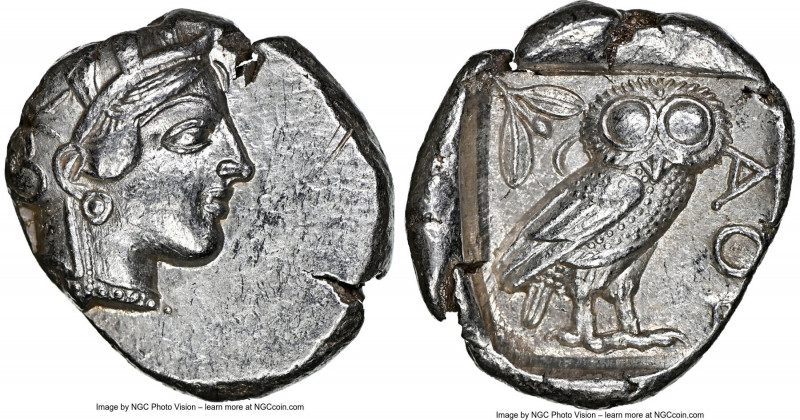 ATTICA. Athens. Ca. 440-404 BC. AR tetradrachm (25mm, 17.15 gm, 1h). NGC AU 4/5 ...