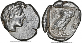 ATTICA. Athens. Ca. 440-404 BC. AR tetradrachm (25mm, 17.15 gm, 1h). NGC AU 4/5 - 4/5. Mid-mass coinage issue. Head of Athena right, wearing earring, ...