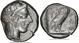 ATTICA. Athens. Ca. 440-404 BC. AR tetradrachm (25mm, 17.18 gm, 3h). NGC AU 4/5 - 4/5. Mid-mass coinage issue. Head of Athena right, wearing earring, ...