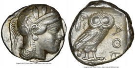 ATTICA. Athens. Ca. 440-404 BC. AR tetradrachm (23mm, 17.20 gm, 7h). NGC Choice XF 4/5 - 4/5. Mid-mass coinage issue. Head of Athena right, wearing ea...