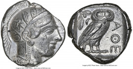 ATTICA. Athens. Ca. 440-404 BC. AR tetradrachm (24mm, 17.17 gm, 4h). NGC Choice XF 5/5 - 3/5, edge cut. Mid-mass coinage issue. Head of Athena right, ...
